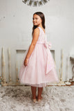 KD498 Pink Sequin V Back Dress (sizes 2-20.5)