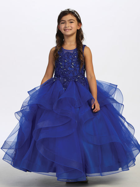 TK7018 Royal Blue Princess Dress  (2-18 years)