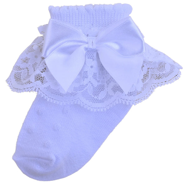 TINA White Lace baby socks (newborn to 2.5)