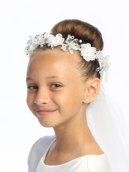 T409 White Crown with Veil