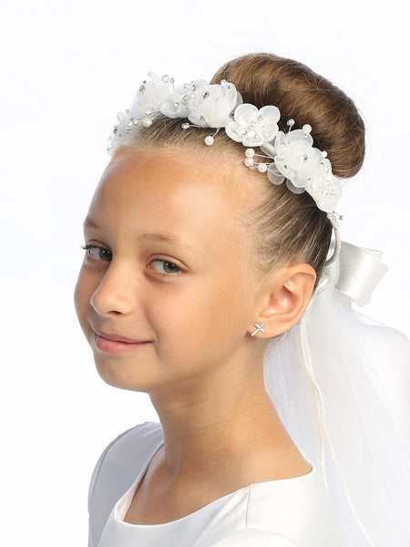 T441 White Crown with Veil