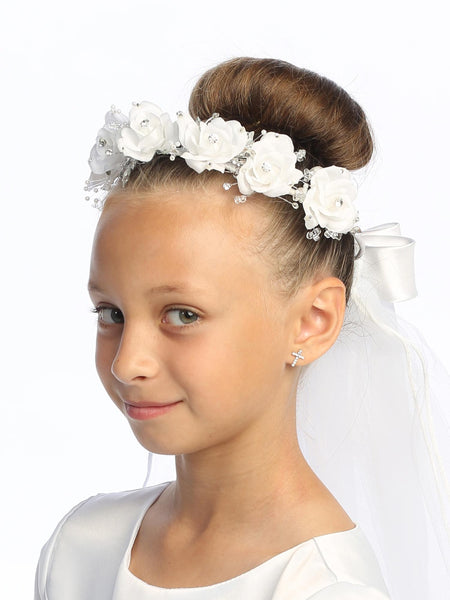 T501 White Crown with Veil