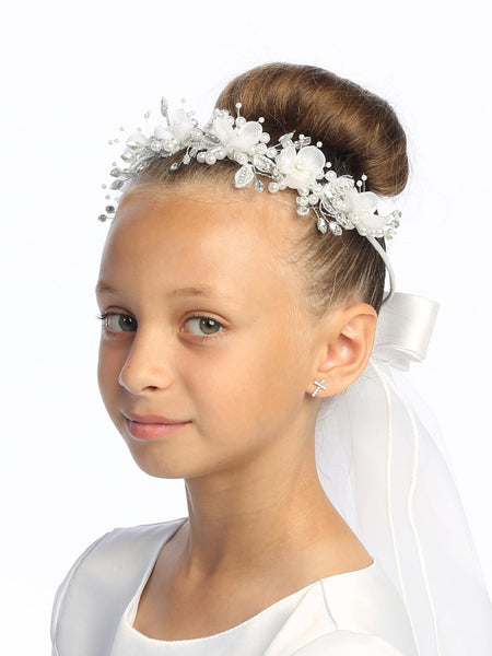 T509 White Crown with Veil