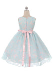 SALE KD382 Blue and Pink Butterfly Organza Dress (sizes 4-20)