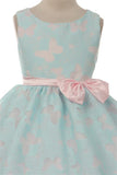 SALE KD382 Blue and Pink Butterfly Organza Dress (sizes 4-20)