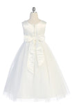 KD458A Princess Dress with Floral Trim (2-20 years) available in white and ivory