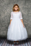 SALE KD462 White Embroidery Mesh Half Sleeve Dress (2 yrs only)