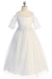 SALE KD510 White Cording Lace Waterfall Dress (6 & 14 yrs only)