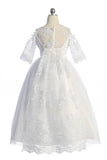 SALE KD510 White Cording Lace Waterfall Dress (6 & 14 yrs only)