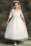 SALE KD510 White Cording Lace Waterfall Dress (6 & 14 yrs only)