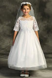 SALE KD510 White Cording Lace Waterfall Dress (6 & 14 yrs only)