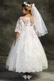 SALE KD510 White Cording Lace Waterfall Dress (6 & 14 yrs only)