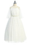 SALE KD512 Ivory Pearl Mesh Butterfly Sleeve Long Dress (14 & 16 yrs only)