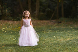 SALE KD524-D Blush Pink Long Dress with Diamond Cluster (14 years only)