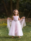 SALE KD524-D Blush Pink Long Dress with Diamond Cluster (14 years only)