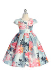 SALE KD546 Light Blue Watercolour Mikado Dress (8 & 10 years only)