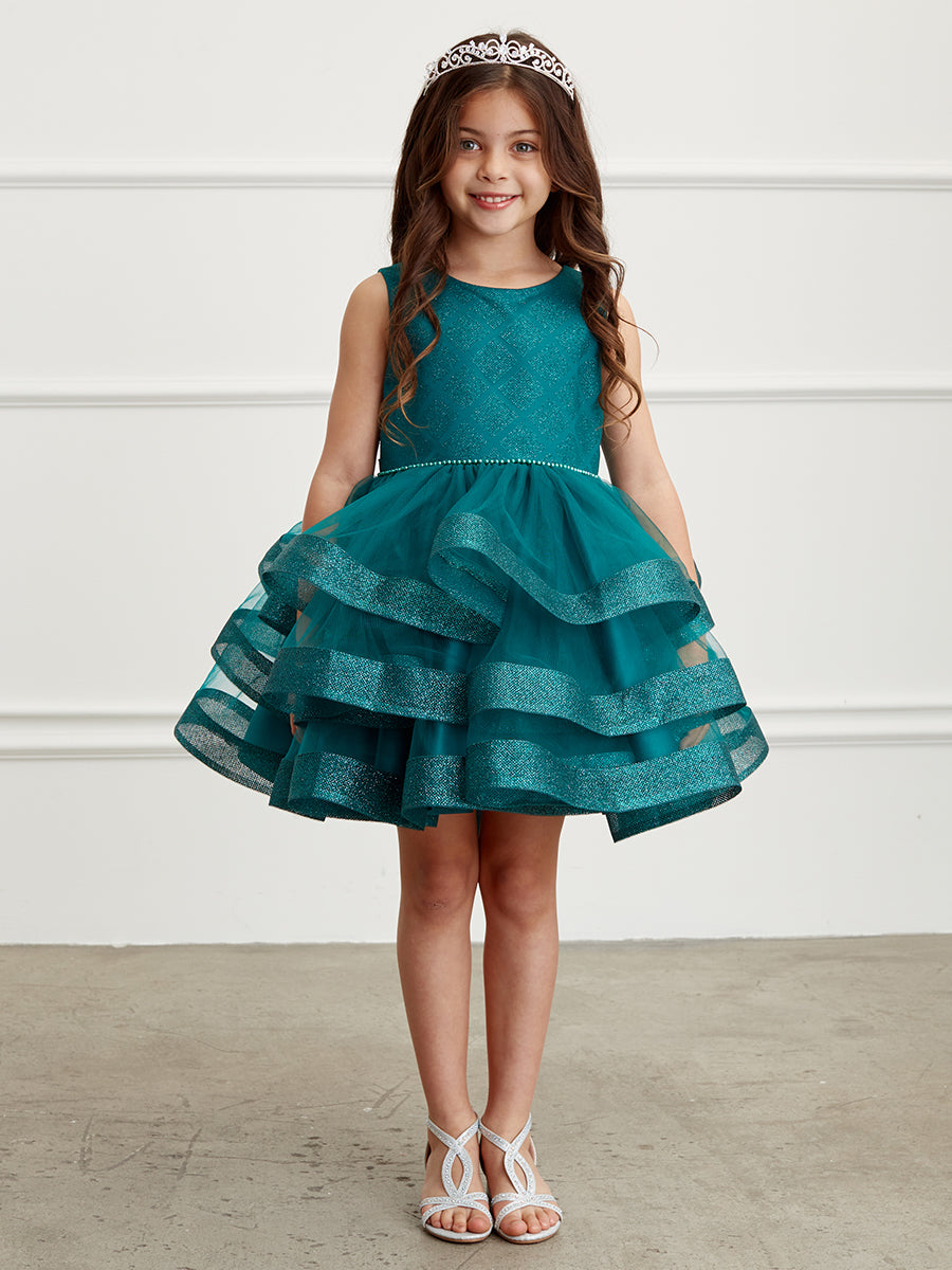 TK5829 Short Emerald Dress with Glitter Horsehair Ruffles (2-12 yrs) –  Leanaí Athlone