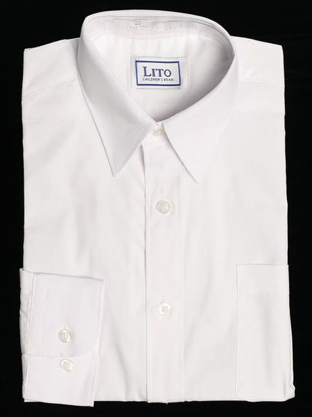 #855 Boys White Long Sleeve Dress Shirt (6m-14yrs)