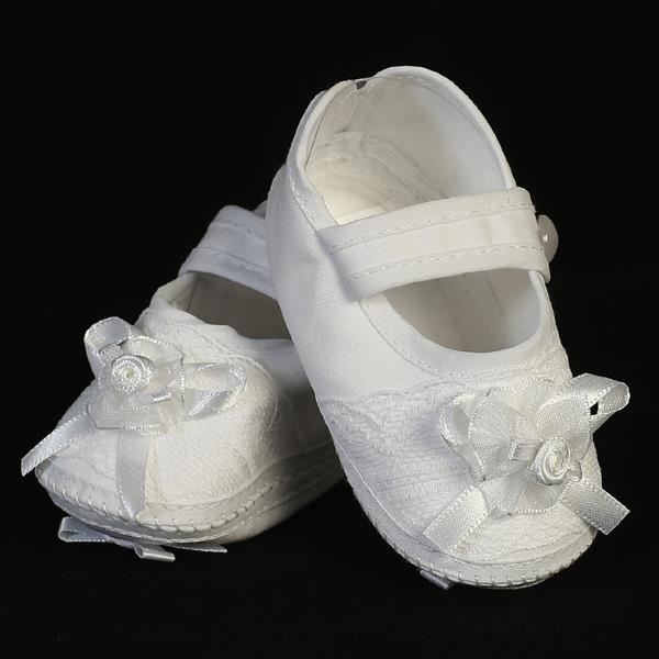 GT206 Baby Girls White Cotton and Lace Booties