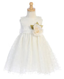 SALE BL241 Ivory Glitter Tulle Flower Girl Dress with Optional Sash (18m - 10years)
