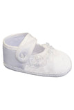 GT215 Baby Girls White Satin and Lace Booties with Cross
