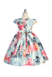 SALE KD546 Light Blue Watercolour Mikado Dress (8 & 10 years only)