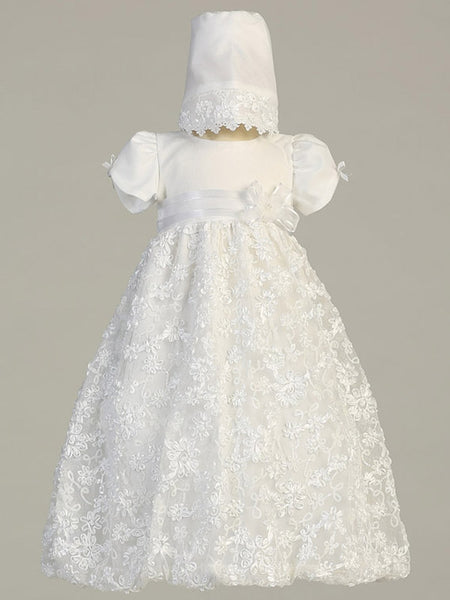 AMBER White Christening Dress (0-18m)