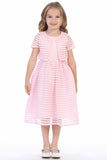 BL308 Pink Striped Flower Girl Dress with Bolero Jacket (2-8 years)