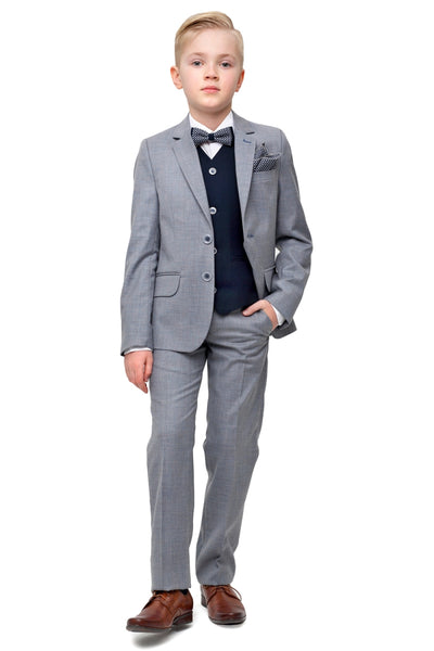 DANIEL Pastel Grey Slim Fit Boys 3 Piece Suit (6-14 yrs)