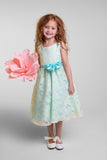SALE KD382 Mint & Yellow Butterfly Organza Dress (sizes 2 & 8 only)