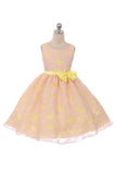 SALE KD382 Yellow and Pink Butterfly Organza Dress (sizes 2 & 10 only)