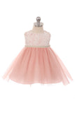 SALE KD456B-C Dusty Rose Baby Dress with Pearl Trim (3-6m only)