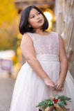 KD522X Blush Pink Lace Sequin V-Back (plus sizes 14.5-20.5)