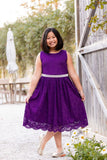 SALE KD492+ Purple Stretch Lace Dress (size 14.5 only)