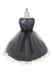 SALE KD327+ Teal Blue Multi-Sequin Trio Colour Tulle Dress (plus size 20.5)