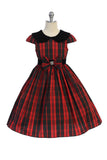 SALE KD495A Classic Plaid Red Dress with Velvet Collar (4 years only)