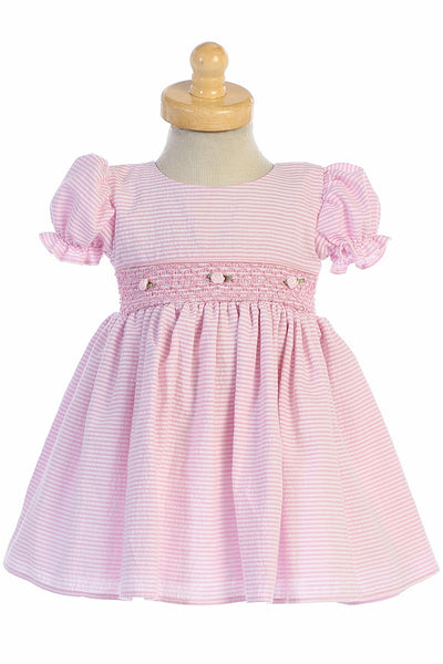 M743 Pink Cotton Seersucker Dress (3 months - 4 years)