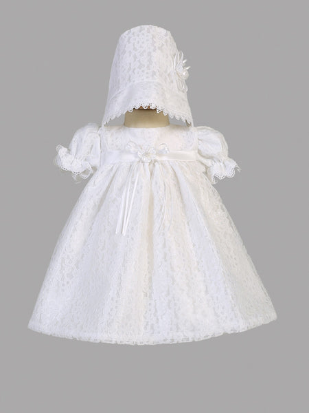 MELISSA Short White Lace Christening Dress (0-18m)