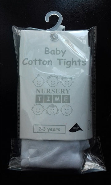 Little Girls White Cotton Tights (1/2, 2/3 and 3/4 years)