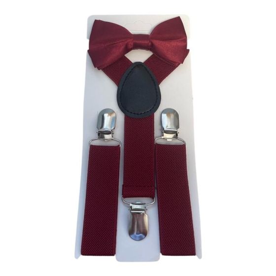Burgundy Braces with Matching Bowtie