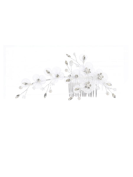 TK134 White Floral Hair Comb