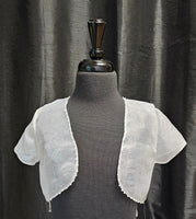 SALE White Organza Bolero with Pearl Trim (6-10 years)