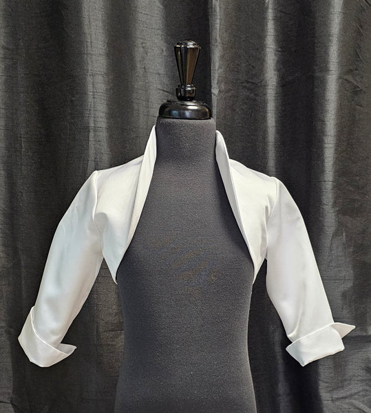 SALE JM White Long Sleeve Bolero with High Collar (6/7 years)