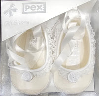SALE JULIETTE ivory/white trim baby booties