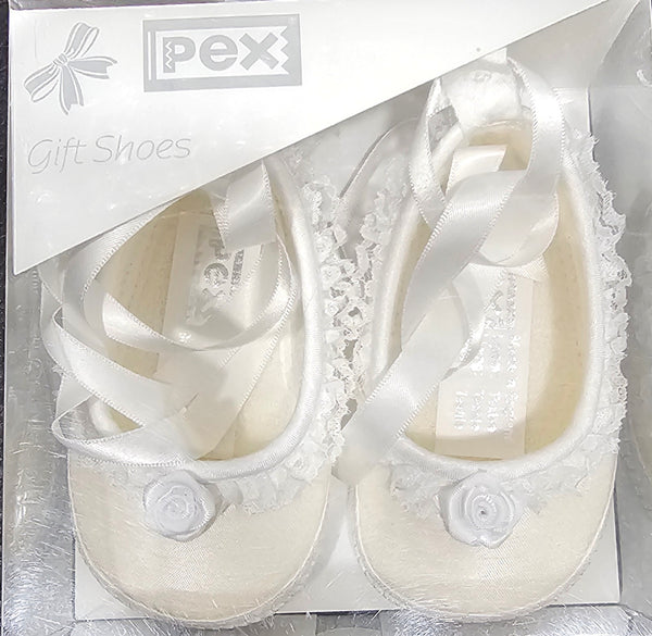 SALE JULIETTE ivory/white trim baby booties