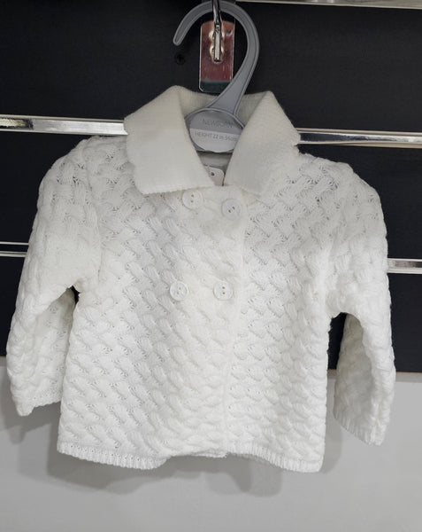 SALE BW10-792 Baby Chunky Knitted Ivory Jacket (Newborn - 6 months)