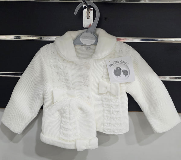 SALE BW10-640 Baby Ivory Pram Coat with Hat (Newborn - 9 months)