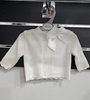 SALE BW10-581 Baby Ivory Knitted Cardigan with Bow (Newborn - 6 months)
