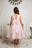 KD498 Pink Sequin V Back Dress (sizes 2-20.5)