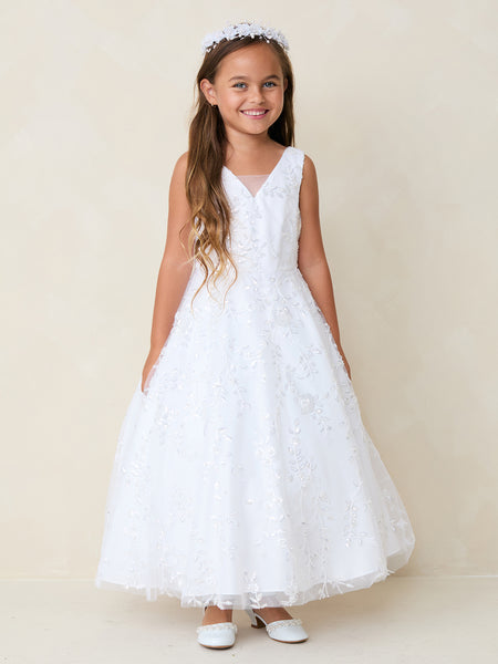 TK5854 White Dress (2-16 yrs)